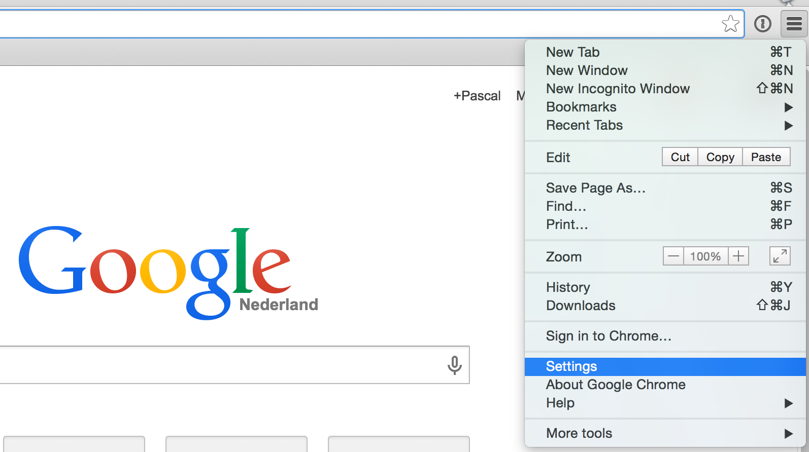 get chrome for the mac to automatically go to a new tab when opened