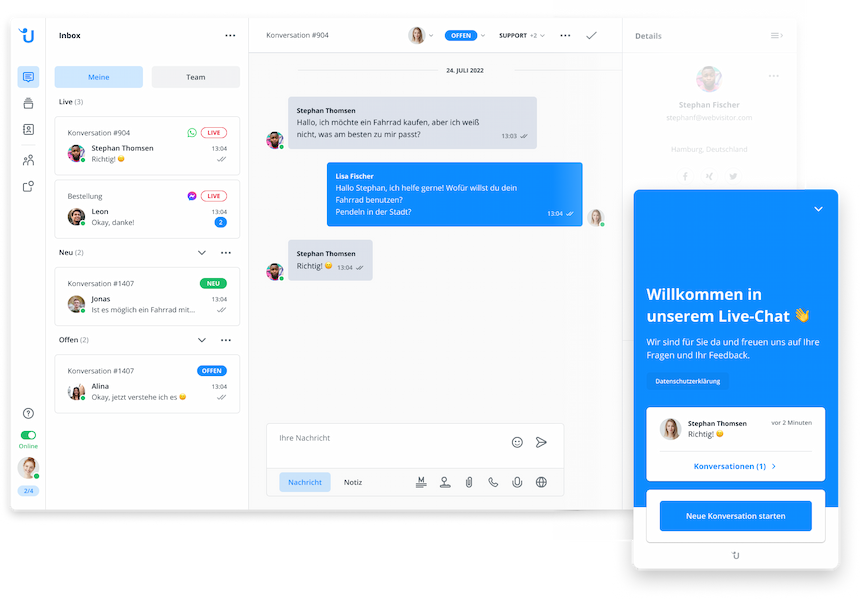 Userlike Message Center und Website Messenger