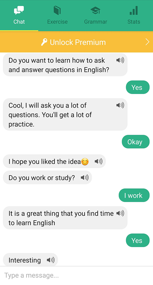 Screenshot von Unterhaltung mit dem Andy-Chatbot