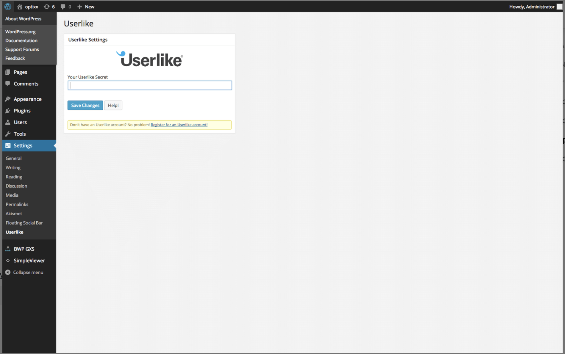 Userlike-Plugin in Wordpress