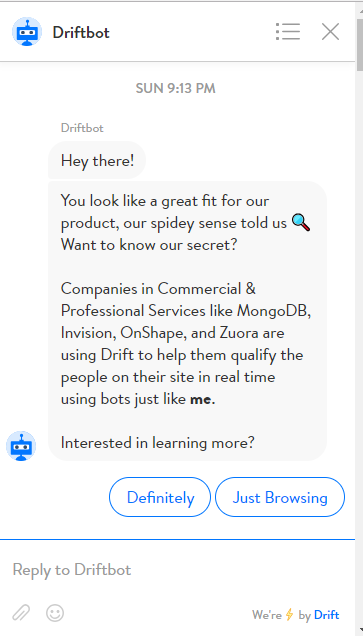 drift chatbot api