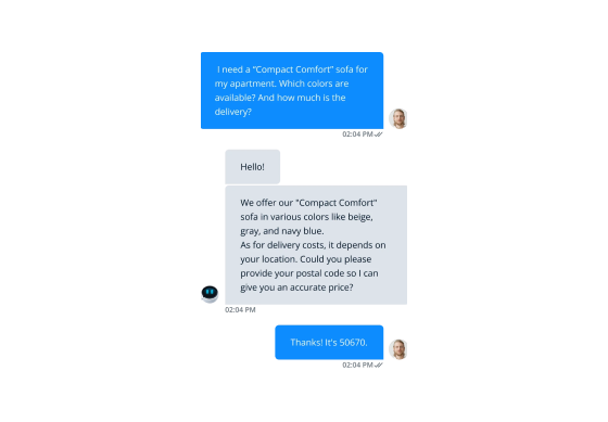 Userlikes GPT-4-chatbot answers multiple questions