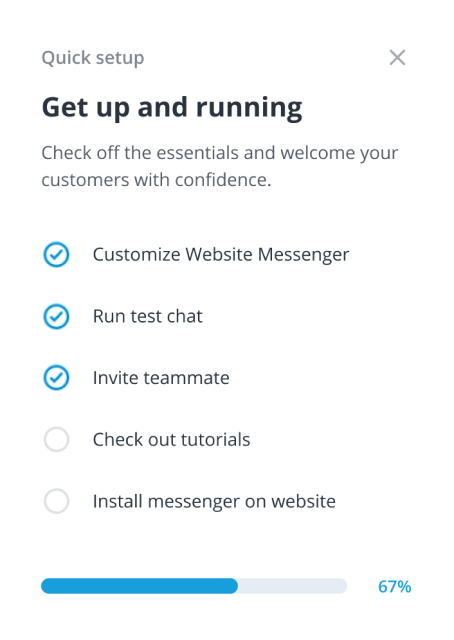 A screenshot of the onboarding flow for new Userlike users