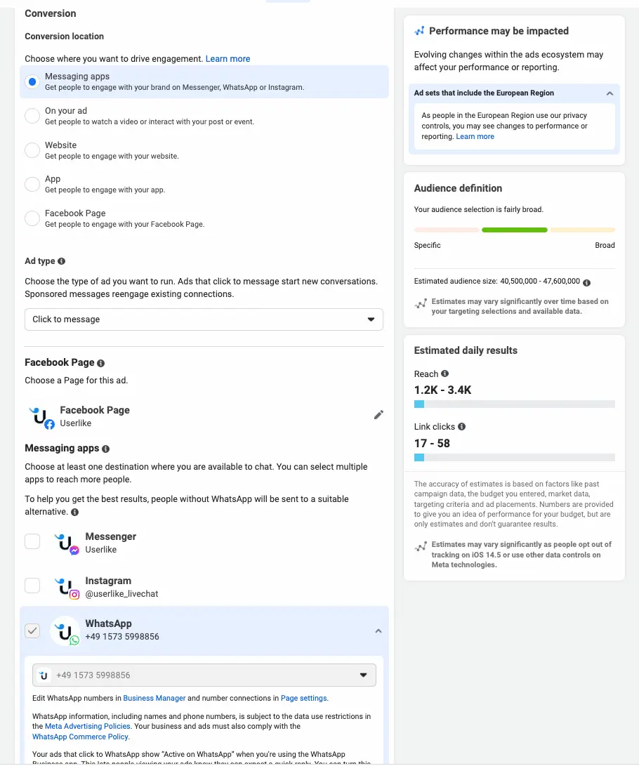 Anleitungsschritt 3 für WhatsApp Ads