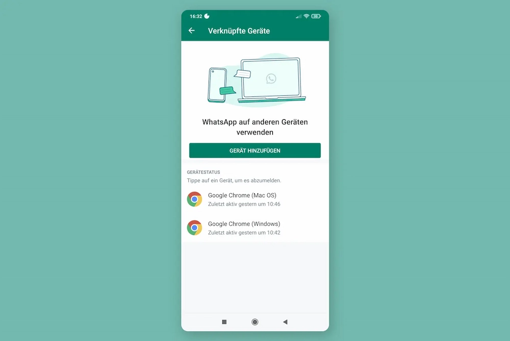 Image of WhatsApp displaying the option to pair a device