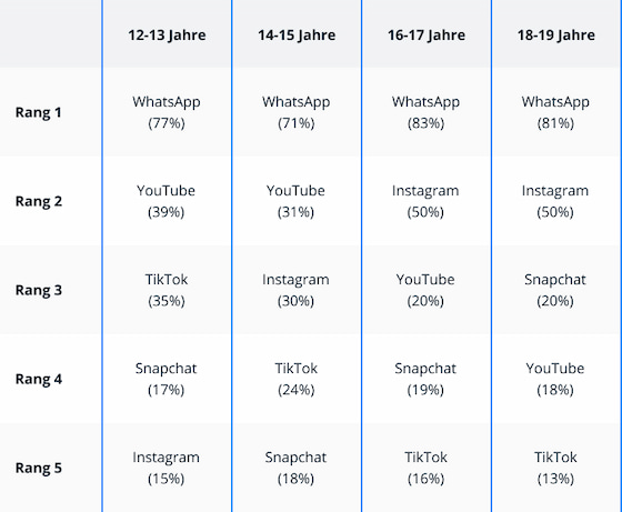 Balkendiagramm zeigt beliebteste Funktionen von WhatsApp
