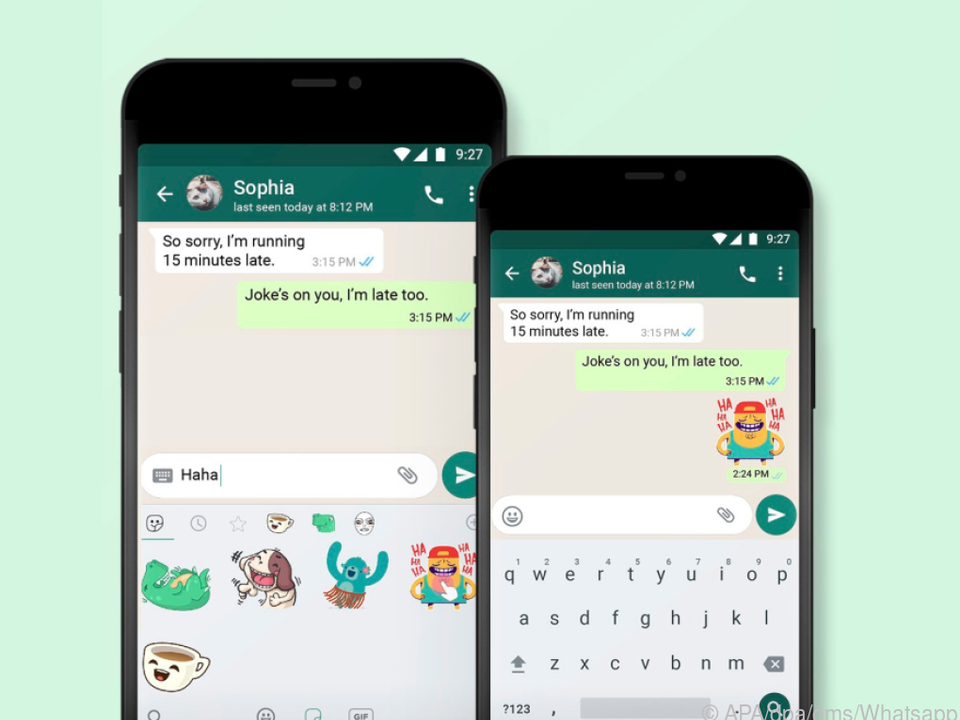 Screenshot des Sticker-Updates von WhatsApp